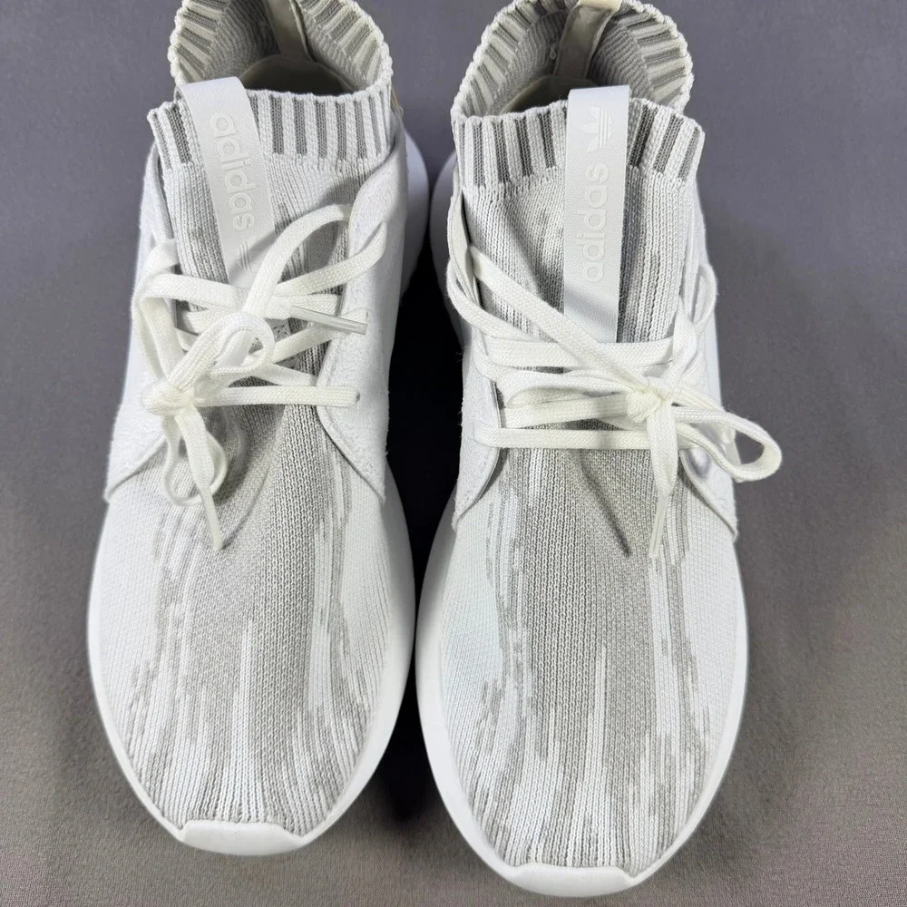 Adidas‎ Tubular Entrap Womens Size 6.5 White Grey Primeknit Running Shoes